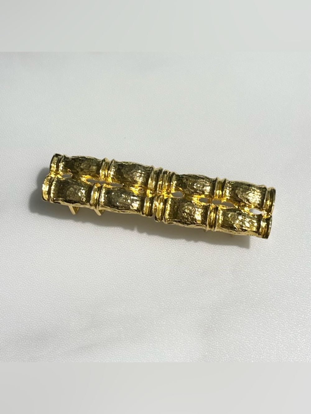 Vintage Gay Boyer Gold Interlocking Bamboo Belt Buckle New